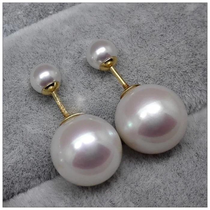 [Zhen] 8-каратное золото передние и задние бусины шпильки для ушей поддержка G750