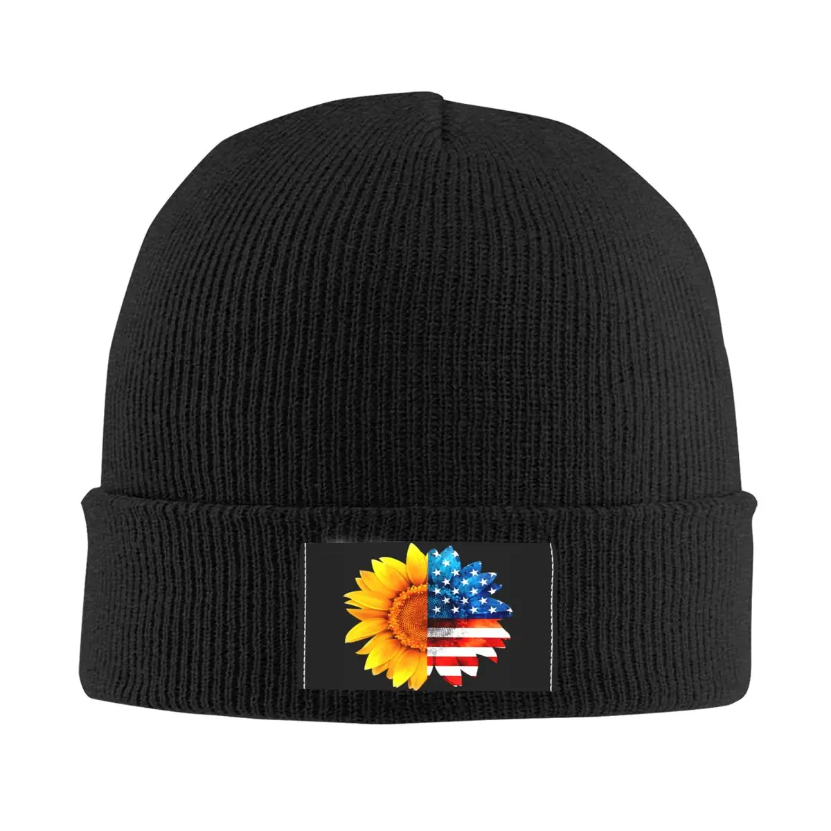 

Patrioctic Sunflower American Flag Bonnet Hat Knitted Hats Men Women Hip Hop Unisex Adult 4th Of July Winter Warm Beanies Cap