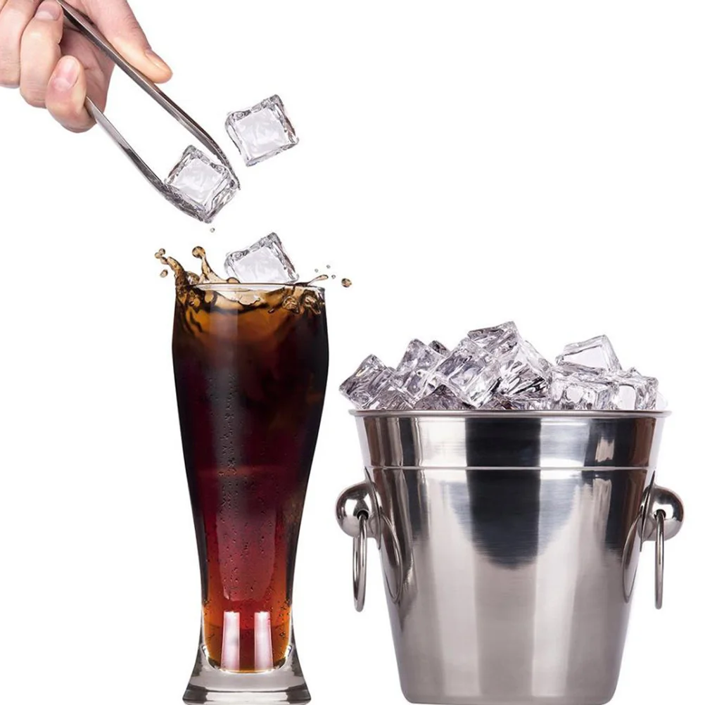 6pcs Stainless Steel Clip Anti-shedding Ice Portable Cubic Sugar Tong Practical Cube Clamp for Home KTV Bar Use (304 Pa