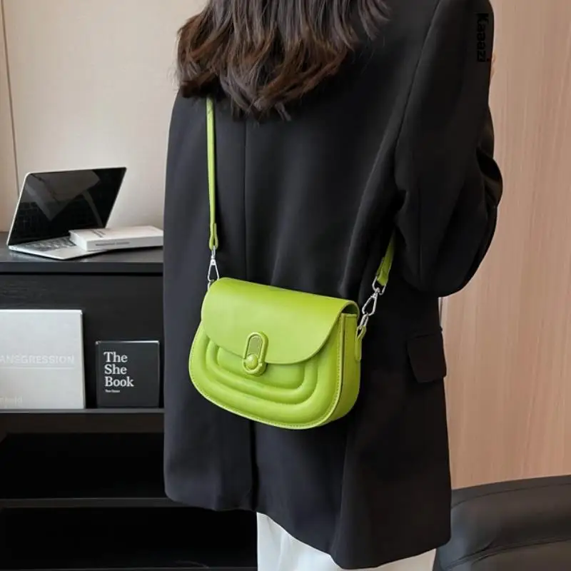 

Зеленая кожаная сумка-седло, кожаные сумки через плечо для женщин, лето 2023, роскошная дизайнерская Высококачественная дизайнерская сумка на плечо