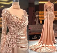 luxury arabic aso ebi mermaid sexy prom dresses sheer beaded sequins evening formal party second reception gowns vestidos festa