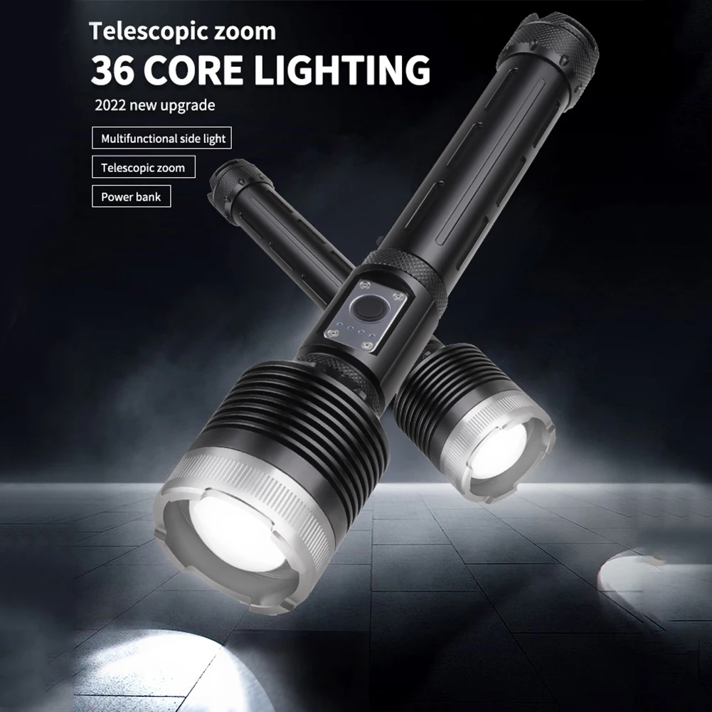 

Aluminum Alloy Portable XHP360 LED Flash Camping Lights Outdoor Hiking Telescopic Zoom Waterproof 4000lm 3 Modes Flashlight