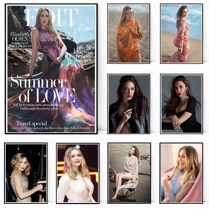 Плакат Элизабет Олсен на холсте современный стиль водостойкая картина