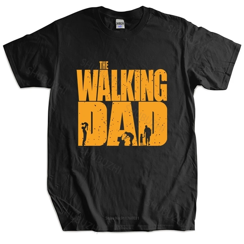 

Men Cotton T Shirt Summer Tops Mens Short The Walking Dad Mens T Shirt Fathers Day Dead Gift Birthday Homme Black T-shirt