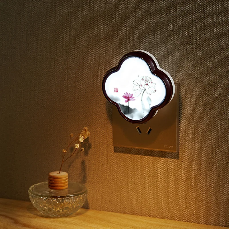 

LED Light Control Sensor Night Light Chinese Style Creative Bedroom Corridor Room Stairs Bathroom Energy Saving Lighting 1Pcs