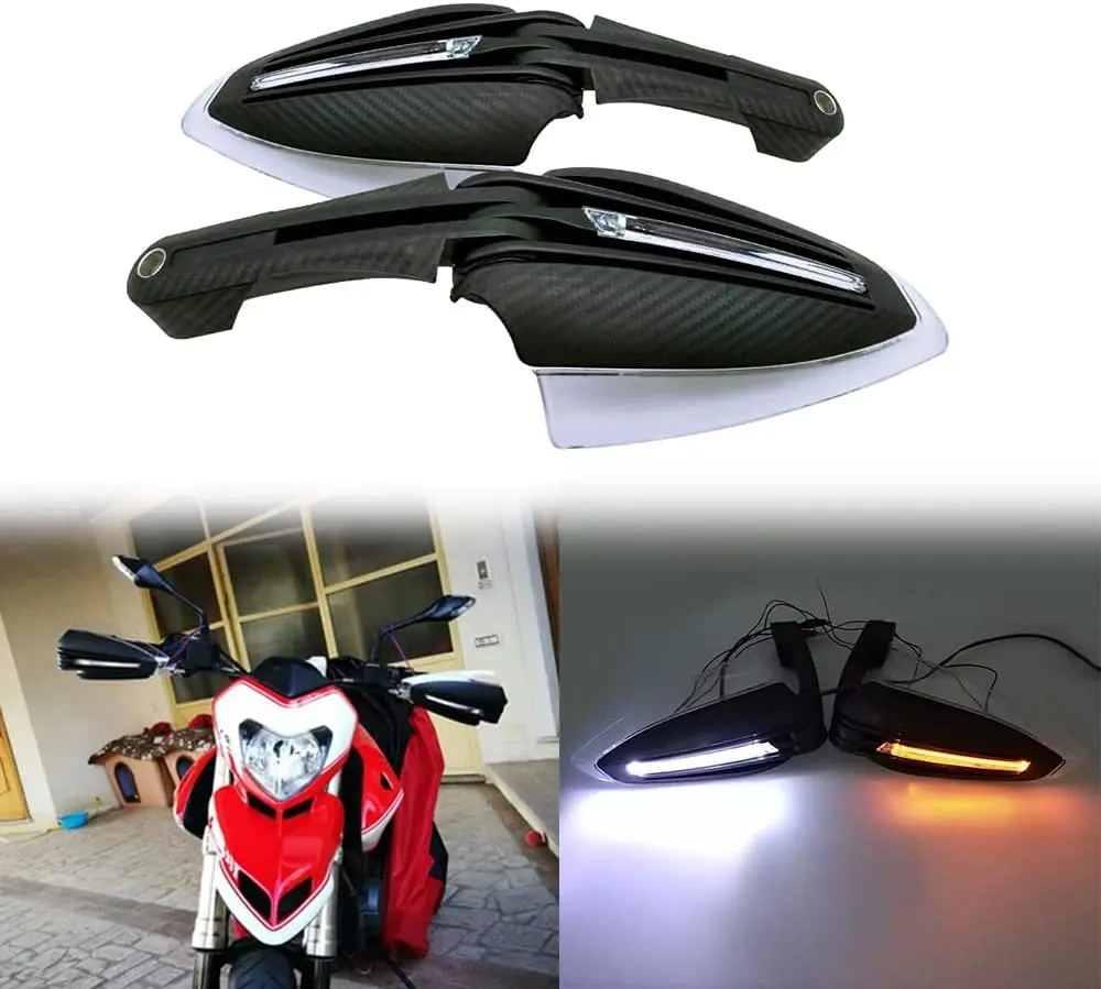 

Affordable 1 Pair Motorcycle Hand Guards With Led Daytime Running Lights Turn Signal Anti-fall Handguards Windshield