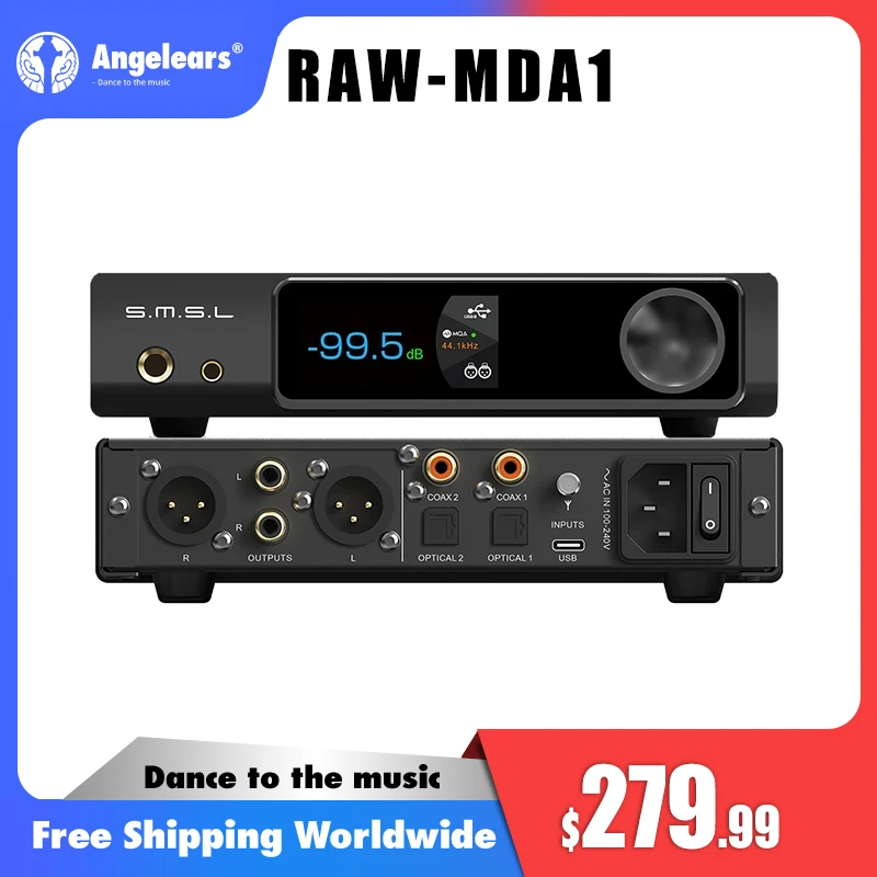 SMSL RAW-MDA1 Dual ES9039Q2M декодер с поддержкой MQA MQA-CD LDAC Bluetooth 5 1 ЦАП высоким разрешением и