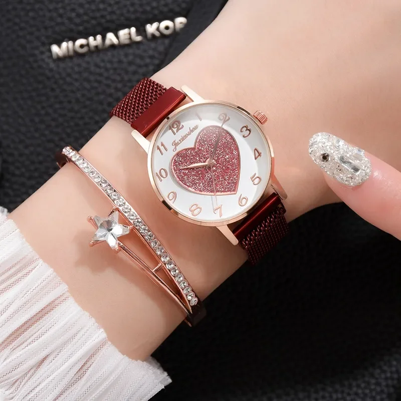 Luxury Brand Women Watches Love Magnet Watch Buckle Fashion Casual Female Wristwatch Roman Numeral Simple Bracelet