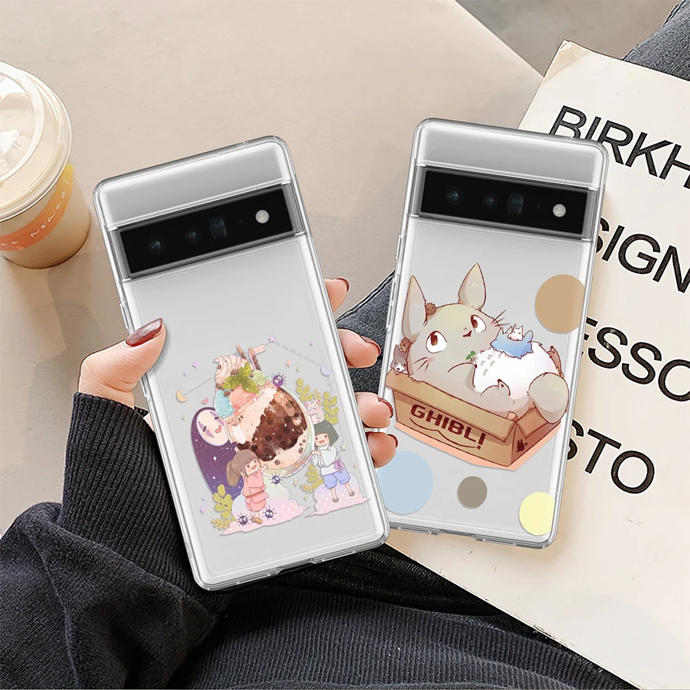 

MY NEIGHBOUR TOTORO Case for Google Pixel 7a 7Pro 7 6a 6 6Pro 5 5a 5G 4XL 4 3XL 3 3a 3aXL 4a Luxury Transparent Soft TPU Cover