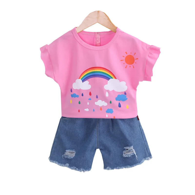 

Girls Summer Suits 2022 New Short-Sleeve 2-Piece Fashion Printing Cute Ggirls Trendy Casual Summer Short-Sleeve Clothing