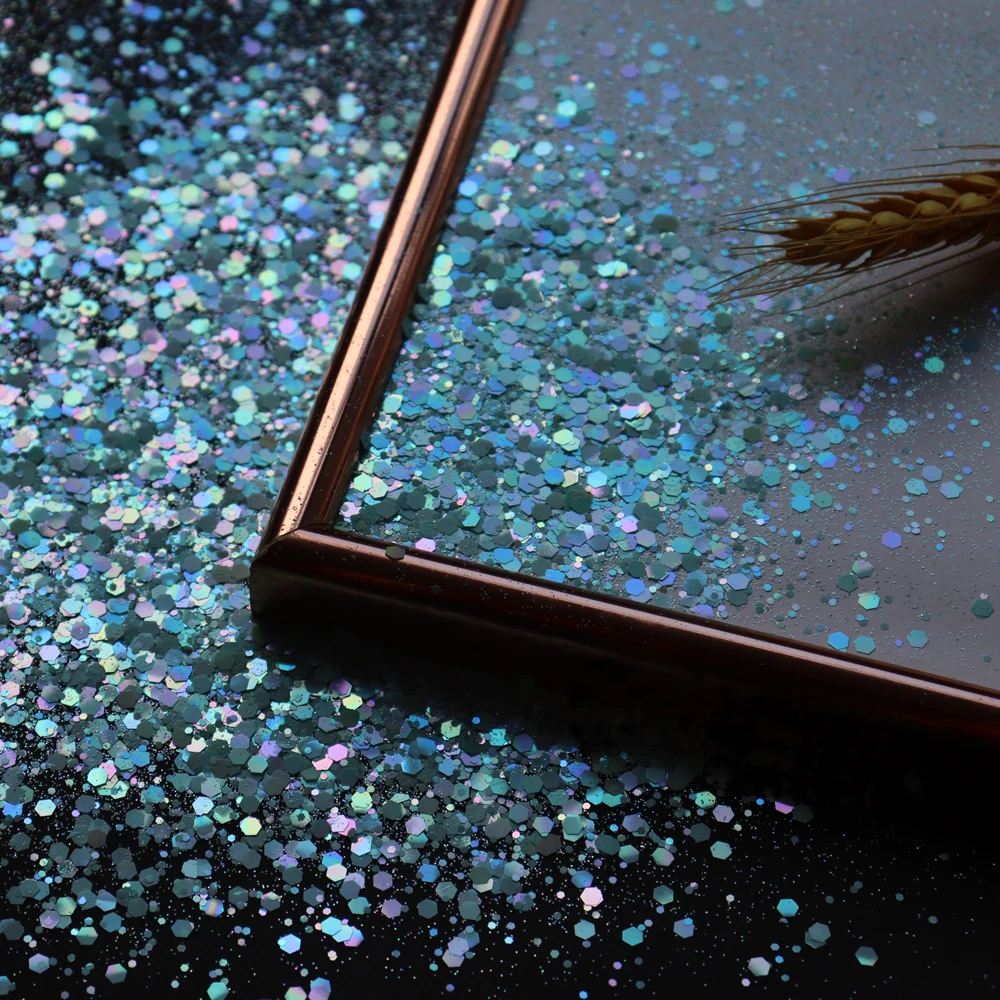 50 г/пакет лазер смешанный шестигранный дизайн ногтей блестки ультра-тонкие