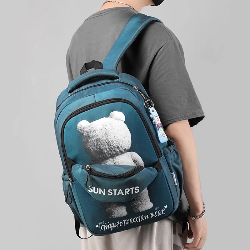 Waterproof Bear Print Kids Backpack Children School Bags for Boys Orthopedic School Backpack Primary Schoolbag Book Bag Mochila