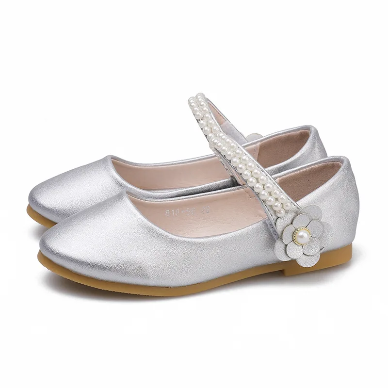 

Кожаные туфли для девочек туфли принцессы новые детские туфли с мягкой подошвой на весну и осень детские туфли с жемчугом 25-34