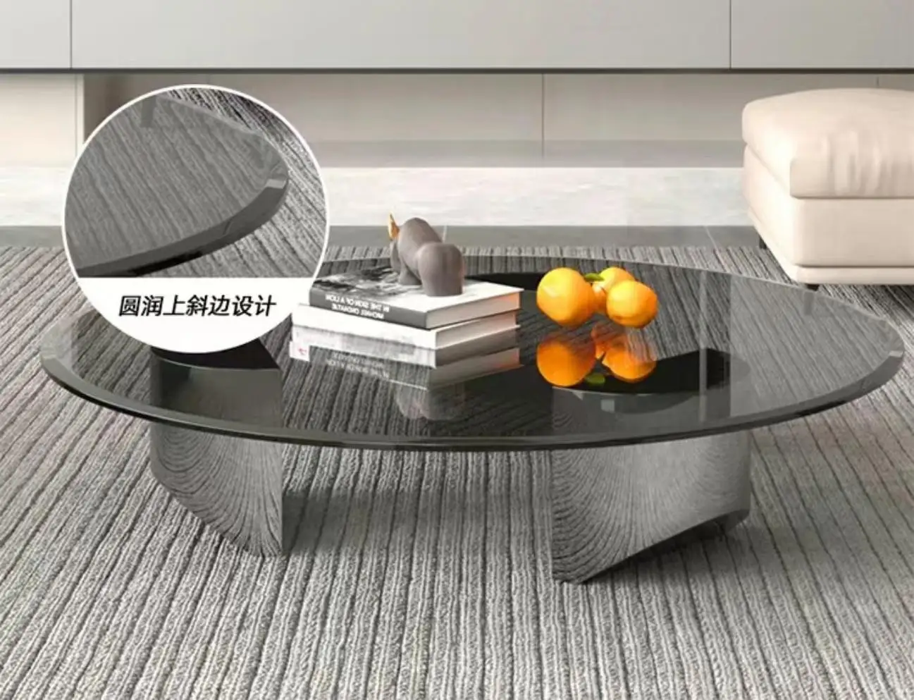 

Living room furniture Italian minimalist coffee table tempered glass household villa creative round table modern