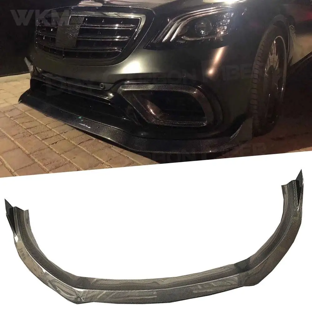 

Для Benz S Class W222 передний спойлер подбородка из углеродного волокна FRP черный бампер для S63 S65 AMG 2018-2019 автомобильный стиль украшения
