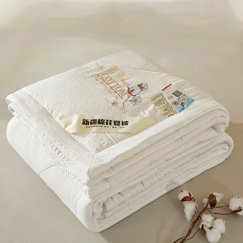 

Quilt Fill Size High Breathable Embroidery Comforter Double Spring Skin 100% Friendly Thin King Summer Queen Cotton Blanket End