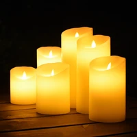 flameless led candle light real paraffin wax pillars with realistic swing flames for birthdaywedding christmas decor