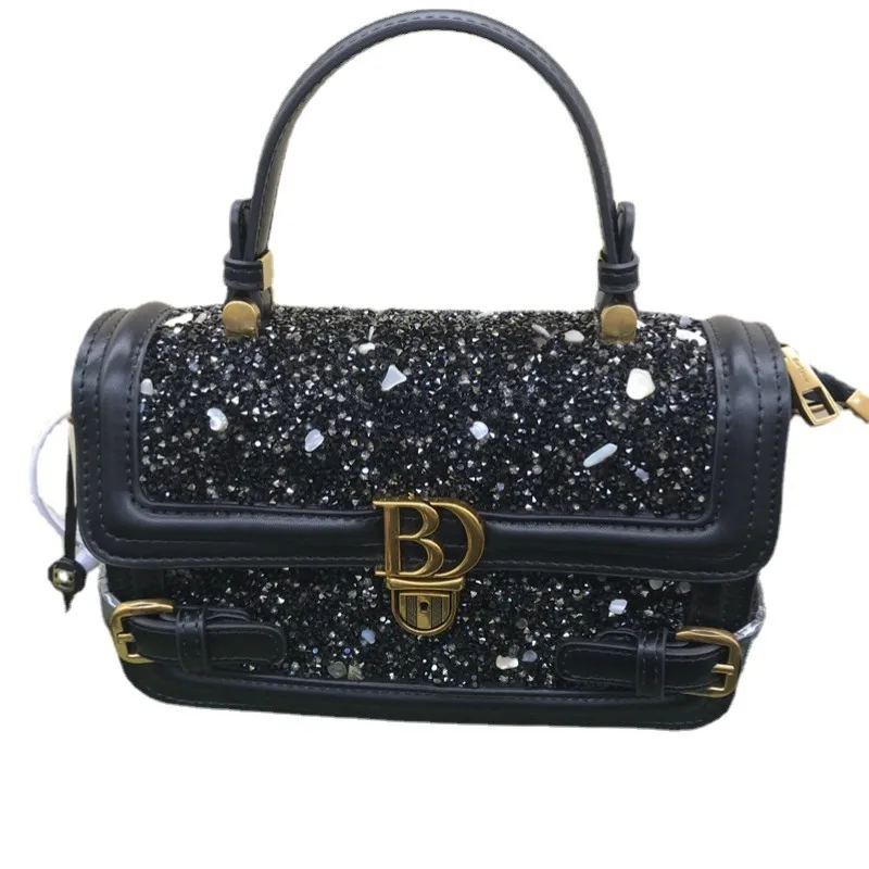 Luxurious Leather Handbag Women's Bag 2023 New Stone Lock Purse One-Shoulder Satchels Sac