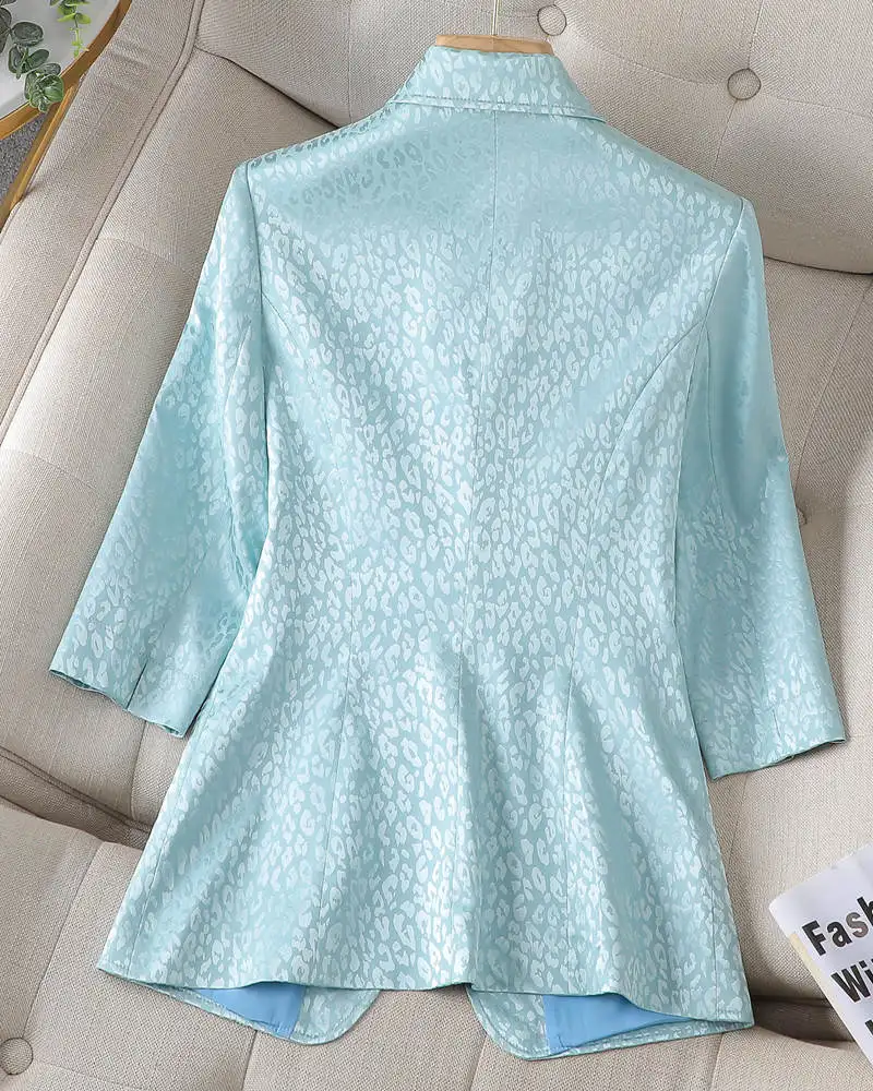 Quality Spring Summer Women's Korean Fashion Elegant Loose Medium Sleeve Jacket Office Leisure Blazer Thin Cardigan Coat Top 4XL