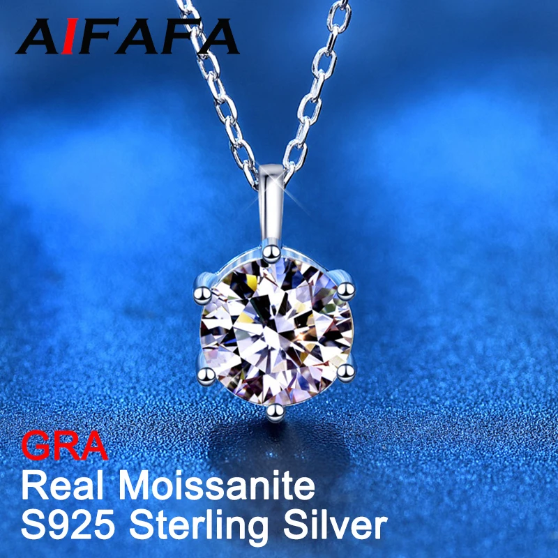 

AIFAFA 2 Carat Real Moissanite Pendant Necklace for Women S925 Sterling Silver Sparkling Diamond Neck Chain Jewelry Wholesale