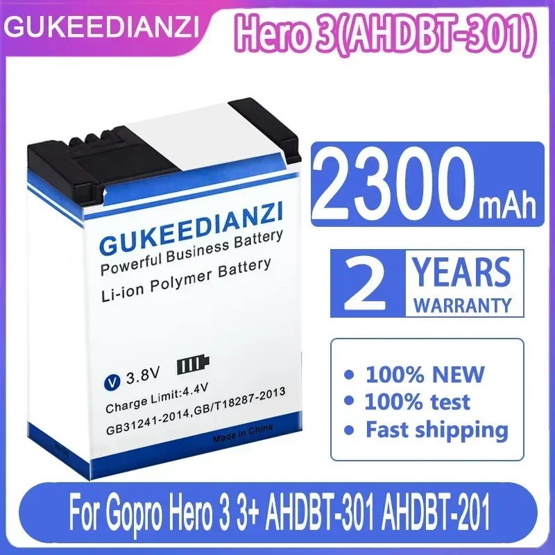 GUKEEDIANZI Hero 3 (AHDBT-301) Аккумулятор 2300 мАч для GoPro AHDBT-201/301 Gopro 3+ AHDBT-301 AHDBT-201 Трек NO
