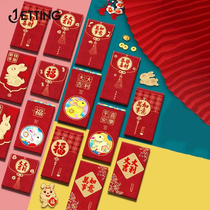 6Pcs Red Envelopes Cute Rabbit Hongbao New Year Red Pocket Lucky Money Packets Cartoon Gift Bag Chinese Spring Festival's Gift
