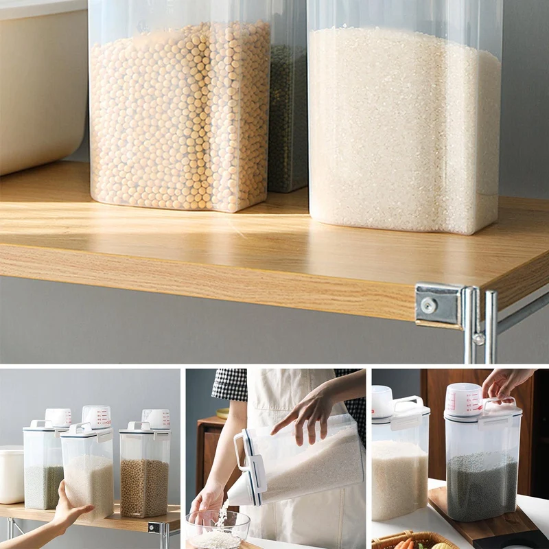 

2.5L Coarse Cereals Storage Box Plastic Containers Sealed Cans Grains Storage Kitchen Food Storage Tank Airtight Box With Lid