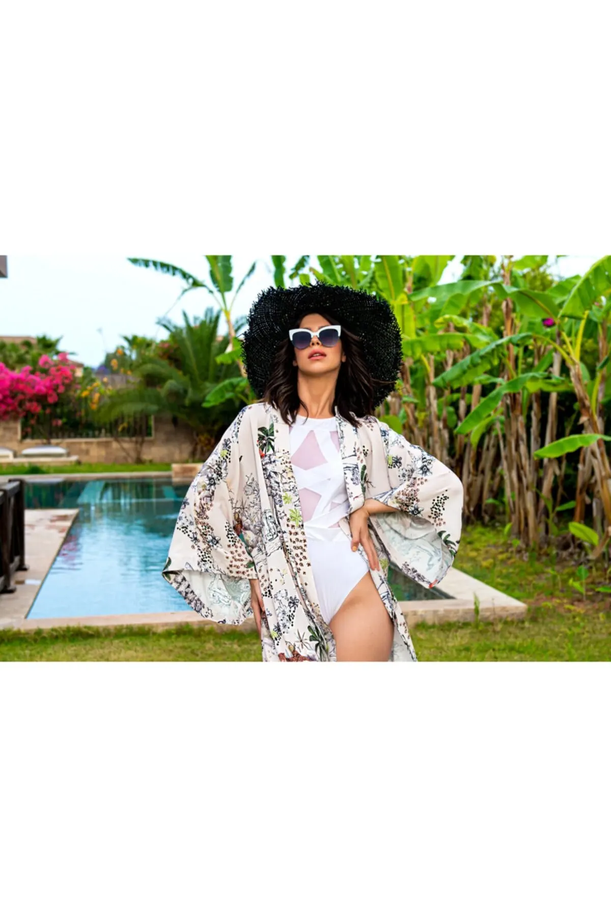 

Women's Pareo Short Kimono Swimwear Cover Up Dress Sexy Tunic Suit Beachwear Female Beach Bikini Cover Loose Mini Dress