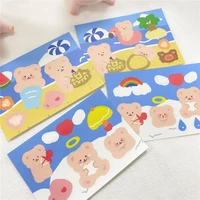 4pcs ins cartoon bear seaside beach cute stickers kid interest diy collage girl hand account stationery decorative sticker