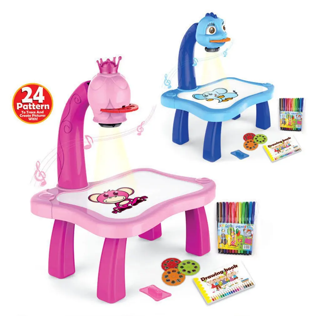 

Led Projector Drawing Table Toys Kids Painting Board Desk With Light Music Educational Learning children gifts Dropshipping Toy