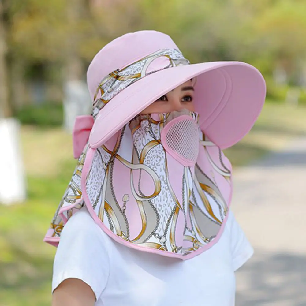 Фото Рыболовные шапки, аксессуары для одежды, женская шляпа от солнца с цветочным принтом, летняя шляпа-ведро с защитой от ультрафиолета и шейным клапаном №2