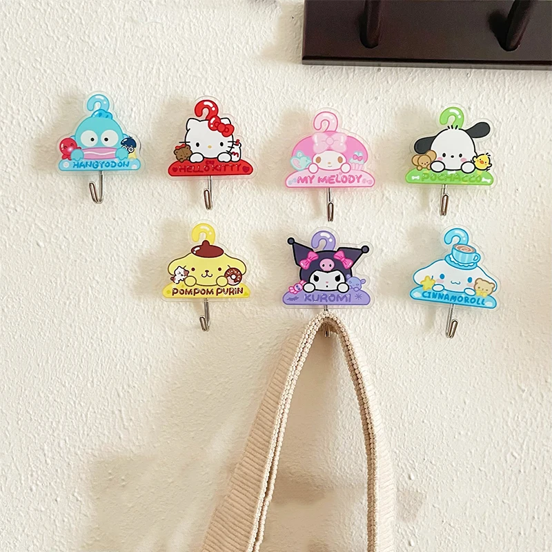 

Kawaii Sanrio Hook My Melody Cinnamoroll Cute Cartoon Kuromi Student Dormitory Home Kitchen Bathroom Wall No Hole Toys Girls