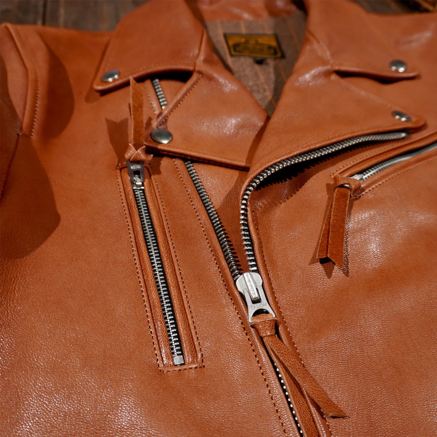 Мужская короткая двойная куртка из натуральной кожи Ri*der без покрытия мытой