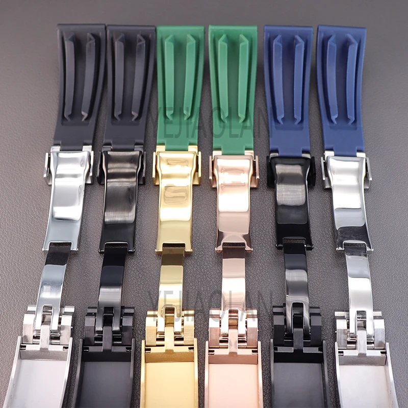 20mm Silicone wristband Watchband Men's Watch Strap Parts Stainless Steel Buckle For Daytona SKY-DWELLER YACHT-MASTER nh35 Case