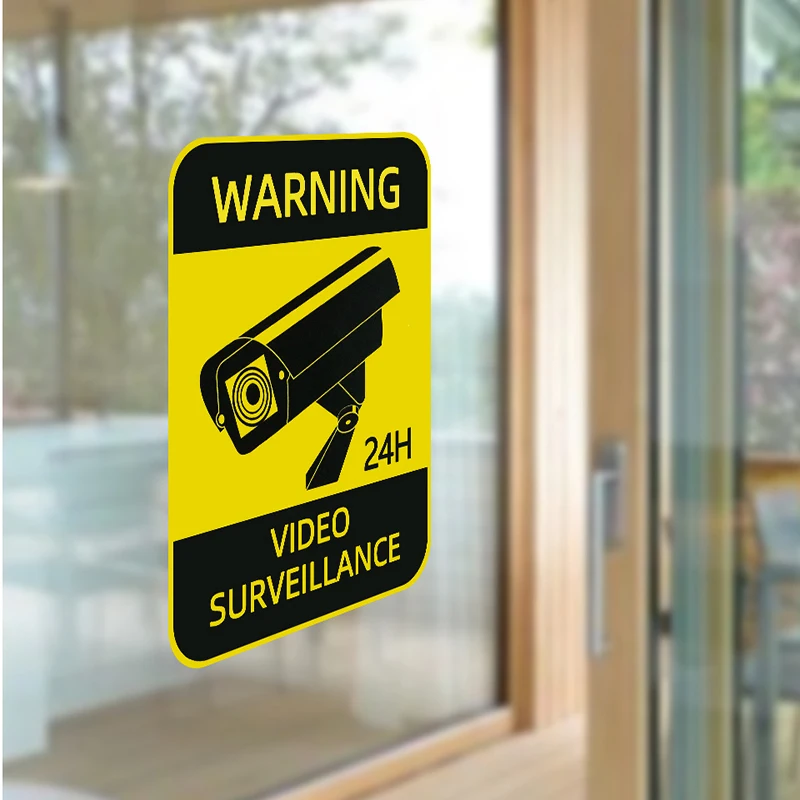 

V1506# 4 PCS Car Sticker Waterproof Sunscreen Warning Signs Video Surveillance Alarm Stickers Car Styling Accessories