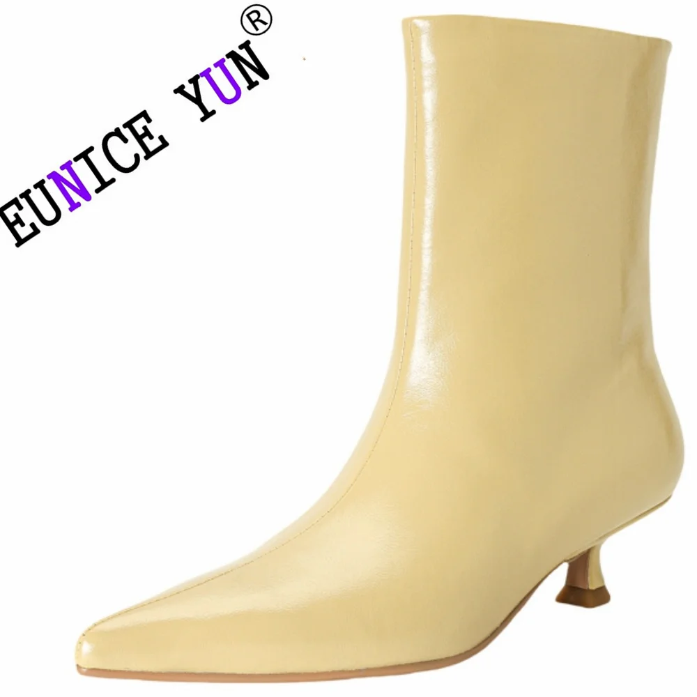 [EUNICE yun】лаконичные женские ботинки до середины икры Офисная Женская рабочая