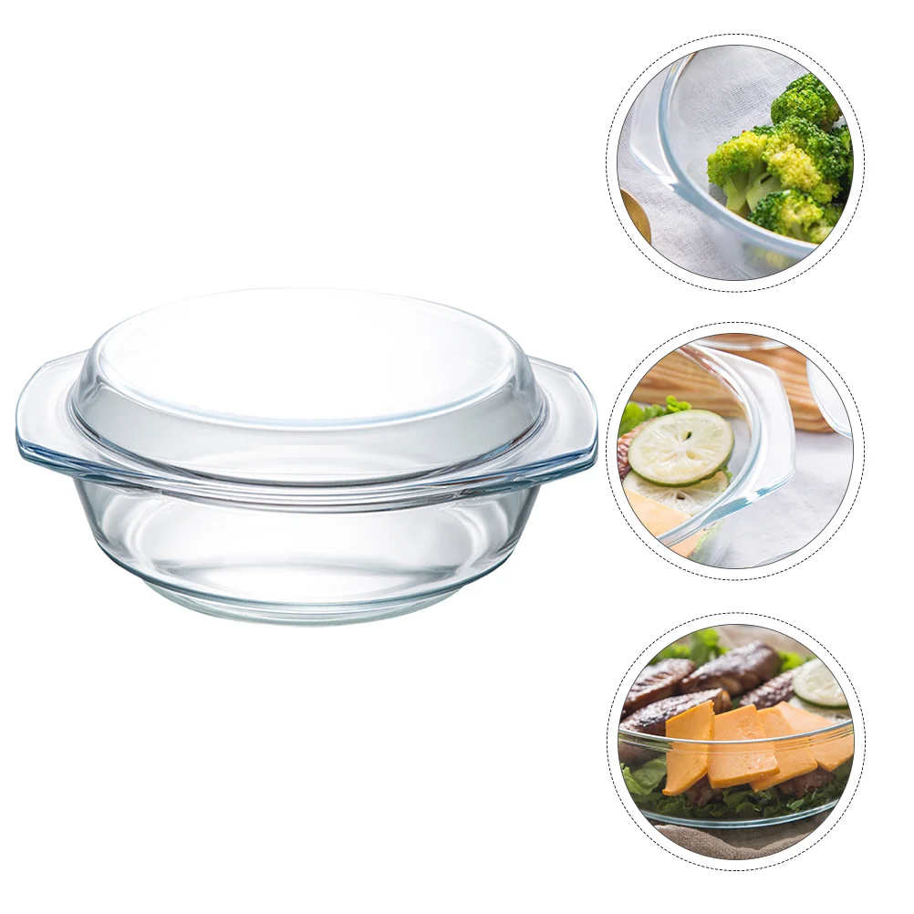 

Tempered Glass Bowl Heat-resistant Pot Lid Microwave Oven Glassware Heating Household Fruit Bowls Dish