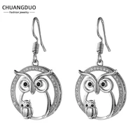 palace vintage owl earrings jewel tone for women fashion jewelry accessories silver plated drop earrings valentines day 2022