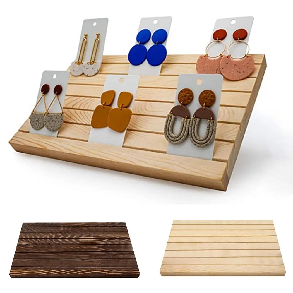 

Portable Rectangular Wood Earrings Rack Geometric Shape Delicate Earrings Display Stand for Shop Retail