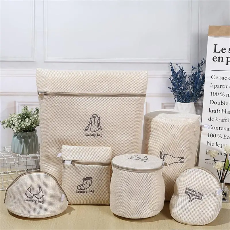 

Washing Bags Mesh Polyester Dirty Laundry Bag Embroidery Net Bra Wash Basket Organizer For Underwear Pants Clothing Laundry Bag