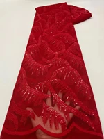 african red net lace with sequins african french tulle lace african lace fabric 5yards nigerian lace fabric for wedding