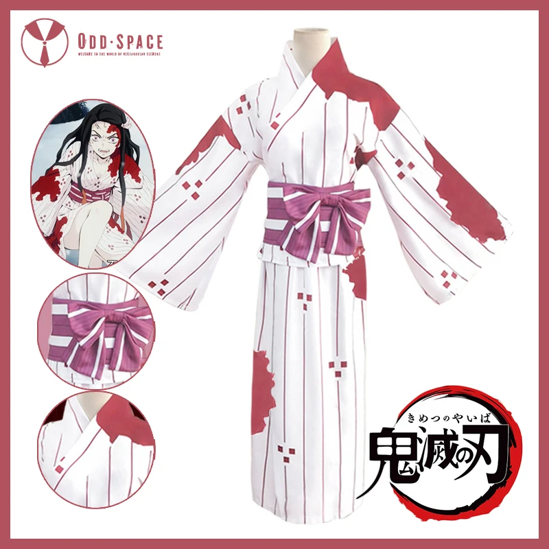 

Demon Slayer Cartoon characters Kamado Nezuko Cosplay Costumes First episode clothing cos Anime Costumes Green robe Pink kimono