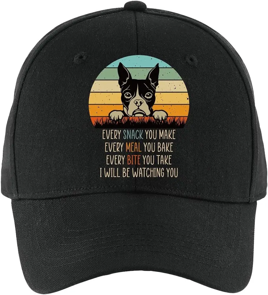 

I Will Be Watching You French Bulldog Fun Baseball Cap, Vintage Adjustable Cotton Cap, Funny Birthday Gift for Dad Grandpa