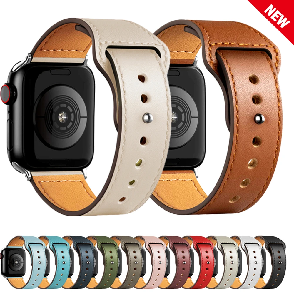 Ремешок кожаный для Apple watch браслет iWatch 6 se 5 4 3 44 мм 40 42 38 аксессуары 7 45 41 |
