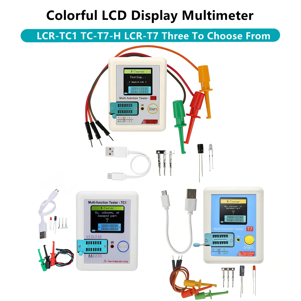 

LCR-TC1 TC-T7-H LCR-T7 Tester Multimeter Colorful LCD Display TFT For Diode Triode MOS/PNP/NPN Capacitor Resistor Transistor