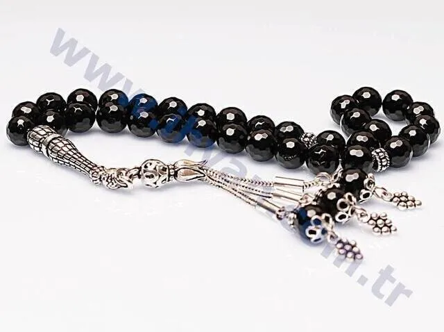 IQRAH Onyx Stone Rosary (925 STERLING SILVER)