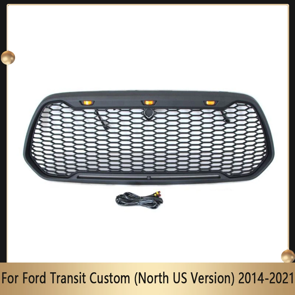 

Modified Grille For Ford Transit Custom (North US Version) 2014-2021 Racing Grills Abs Upper Grid Front Bumper Mesh Cover Grills