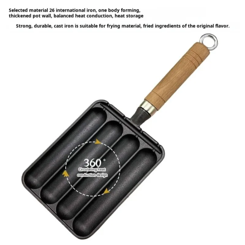 Удобная чугунная сковорода-гриль для сосисок