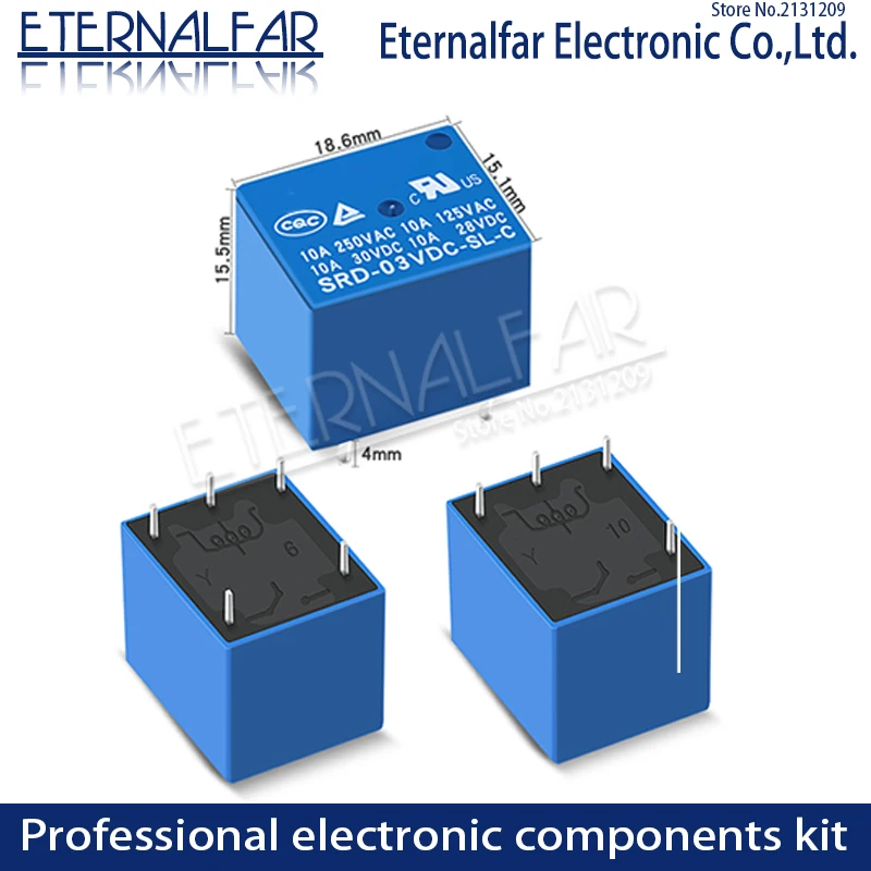 

Реле времени SRD-09VDC-SL-C 5V 6V 9V 12V 24V 48V DC 10A 125V 250V AC SPDT NO Typc A 4PIN SPDT B-M Typc C 5PIN PCB T73