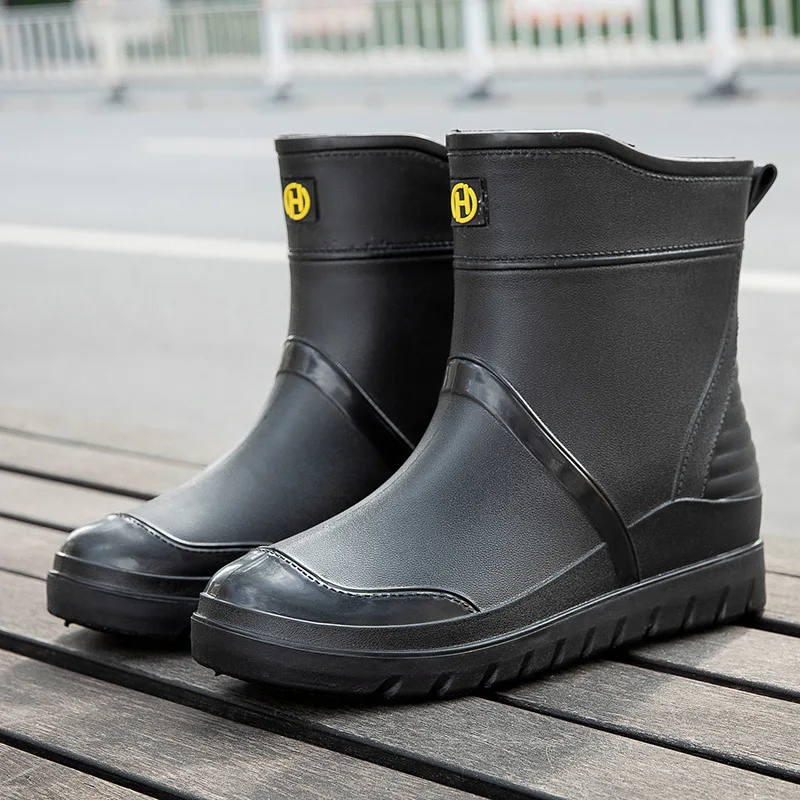 

Fashion Mid-Calf Rain Boots Men's Water Shoes Wellies Waterproof Non-slip Kitchen Shoes Fishing Car Wash Work Shoes Autumn winte